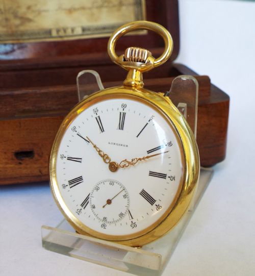 Antique Silver Gilt Longines Pocket Watch, 1895