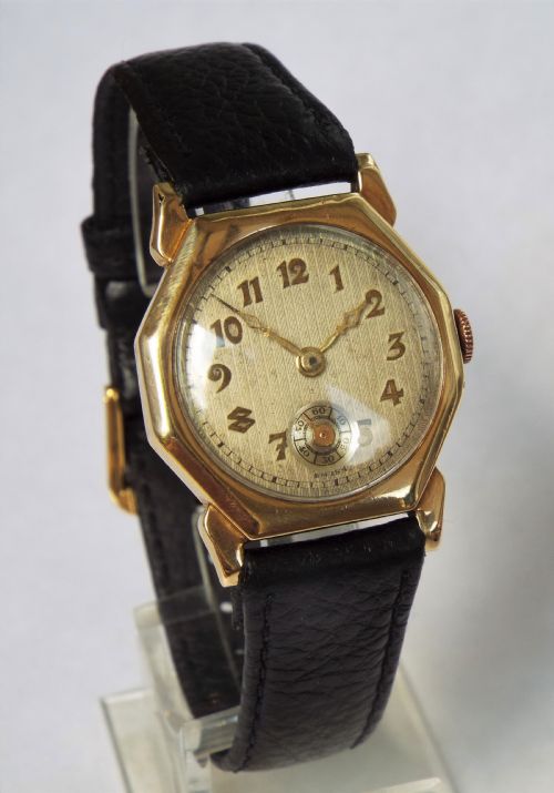 fig 1. 9ct gold Audax wristwatch, 1930