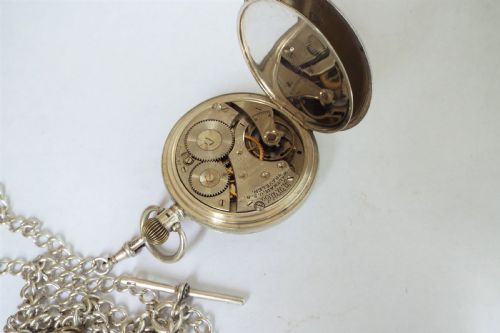 fig 3. Waltham silver half hunter pocket watch and accoutrements