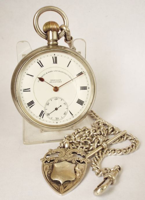 An Antique Silver Waltham Marquis Pocket Watch & Chain.