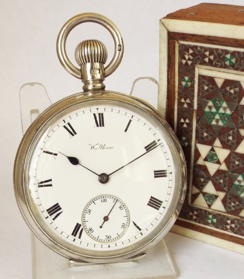 Antique 1908 Silver Waltham Pocket Watch.