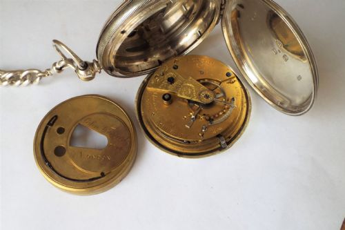 fig 1. Antique silver John Forrest pocket watch and chain
