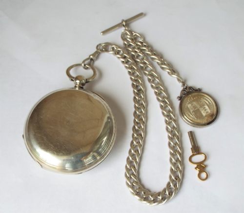 fig 3. Antique silver John Forrest pocket watch and chain