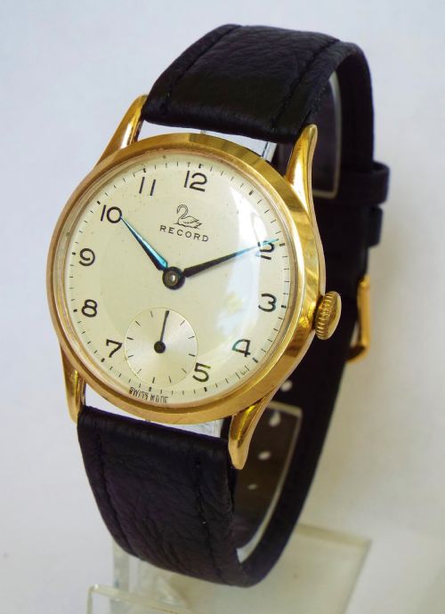 Gents 9 Carat Gold Record Wrist Watch, 1958