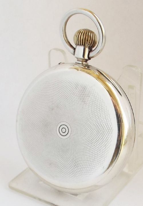 fig 1. Antique silver Coventry Rotherhams full hunter pocket watch originally retailed by Pleasance & Harper , Bristol.