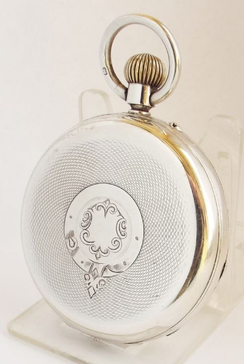 fig 2. Antique silver Coventry Rotherhams full hunter pocket watch originally retailed by Pleasance & Harper , Bristol.