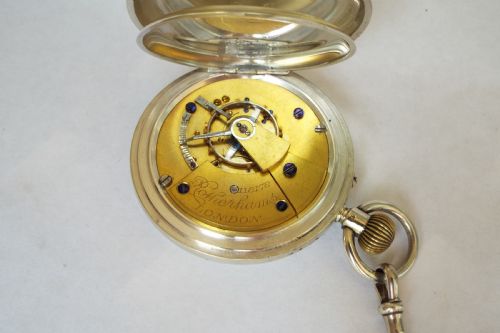 fig 2. Antique Rotherhams silver hunter pocket & chain
