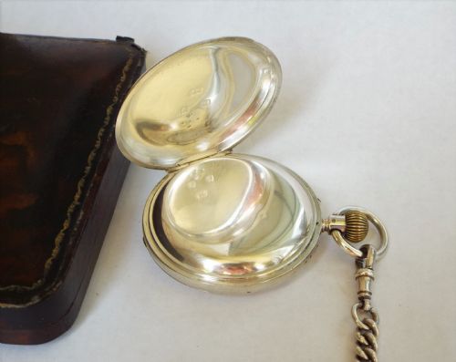 fig 3. Antique Rotherhams silver hunter pocket & chain