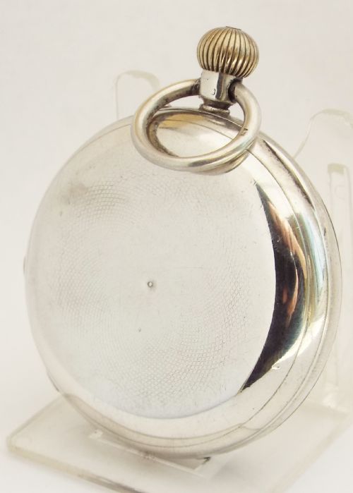 fig 1. Antique 1896 Rotherhams silver full hunter pocket watch.