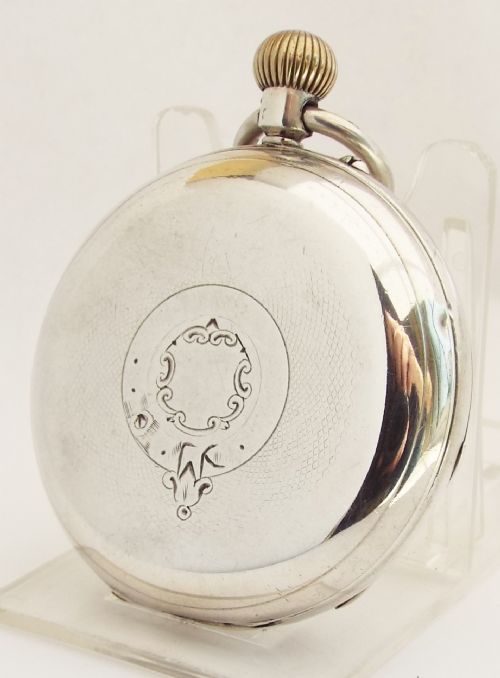 fig 2. Antique 1896 Rotherhams silver full hunter pocket watch.