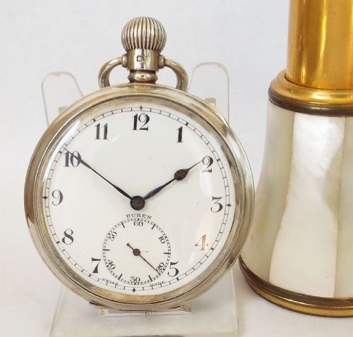 A Silver 1930s Buren Pocket Watch.