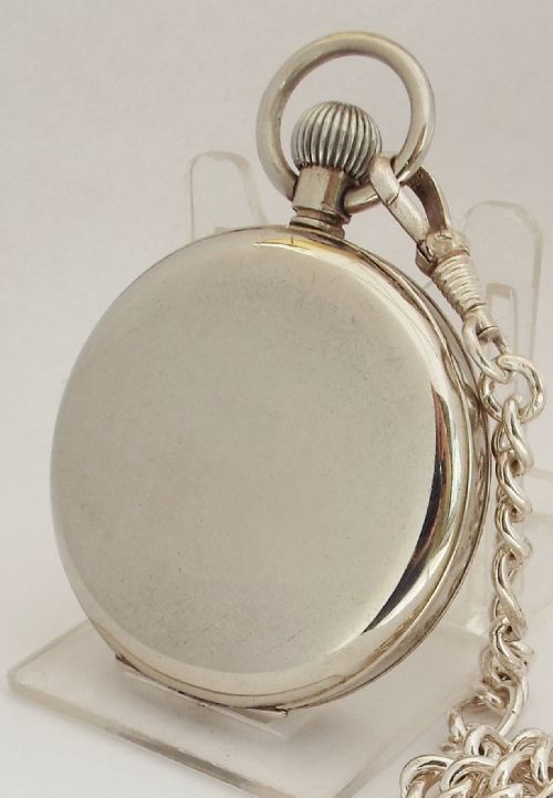 fig 1. A vintage 1920s Lanco stem winding pocket watch & chain.