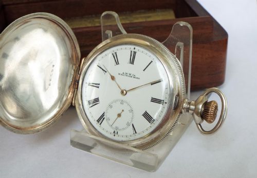 fig 1. Silver Waltham Riverside hunter pocket watch, 1903