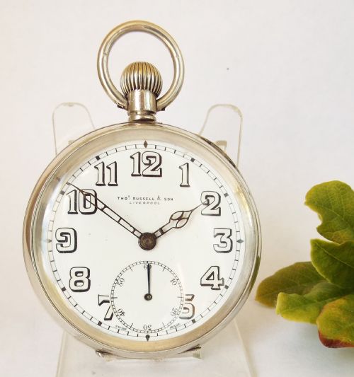 An Antique Silver Record Pocket Watch Originally Retailed by Thomas Russell & Son Liverpool.