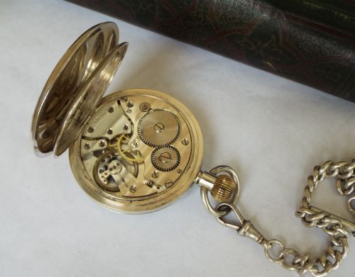 fig 2. Antique silver Nidor pocket watch and chain
