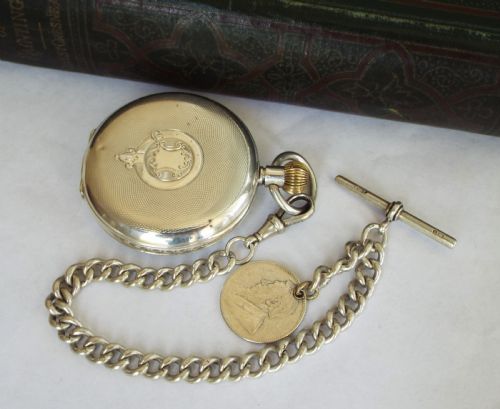 fig 4. Antique silver Nidor pocket watch and chain