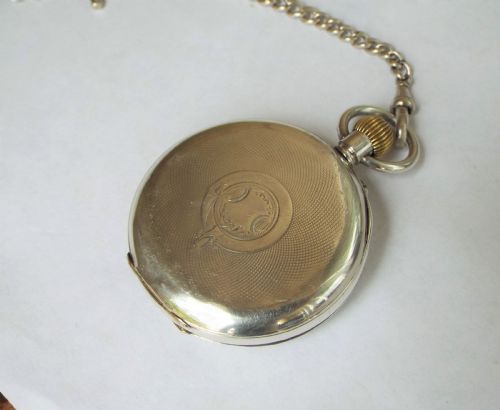 fig 2. Antique Swiss silver pocket watch and chain