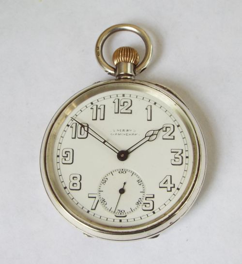 fig 1. Antique silver Longines pocket watch, 1917