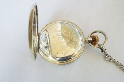 fig 2. Antique 1913 Swiss silver pocket watch and chain