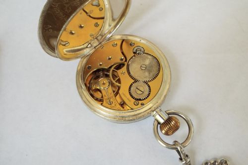 fig 3. Antique 1913 Swiss silver pocket watch and chain