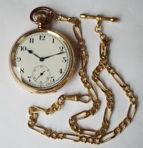 fig 1. 1930s Cyma pocket watch and chain