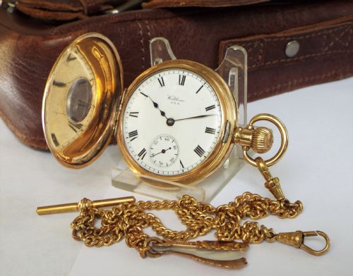 Antique Waltham Half Hunter Pocket Watch and Chain