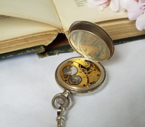 fig 2. Ladies antique Waltham silver half hunter and albertina