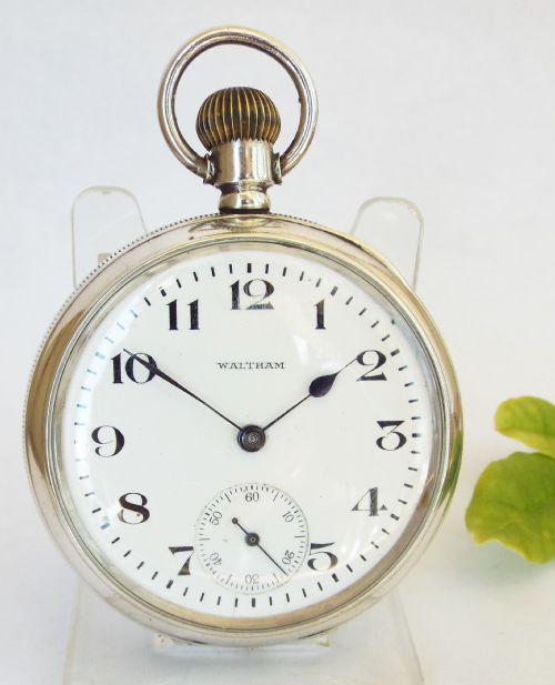 Antique 1918 Silver Waltham Traveler Pocket Watch