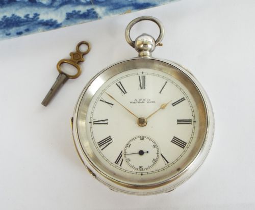 fig 1. Antique silver Waltham Sterling pocket watch, 1897
