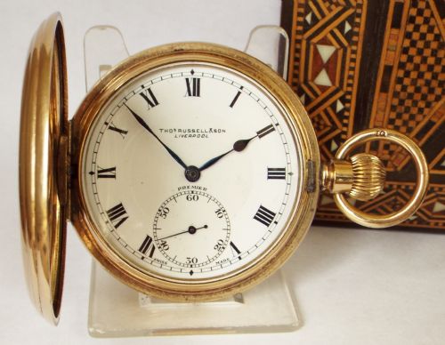 A 1920s Thomas Russell Premier Full Hunter Pocket Watch.
