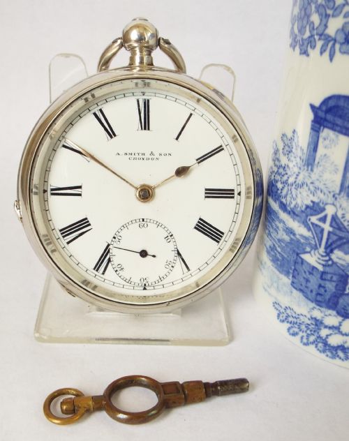 Antique Silver Pocket Watch Retailed by a Smith & Son Croydon.