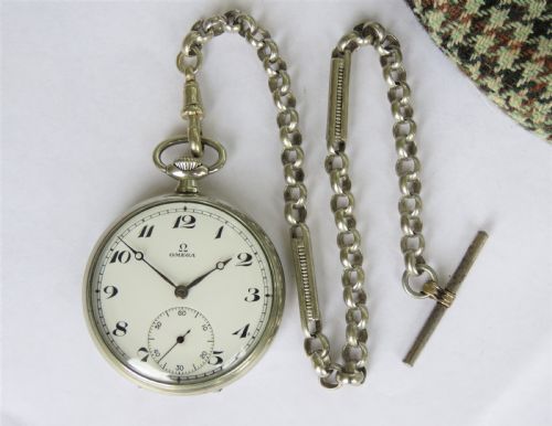 fig 1. WW2 era Omega pocket watch with chain
