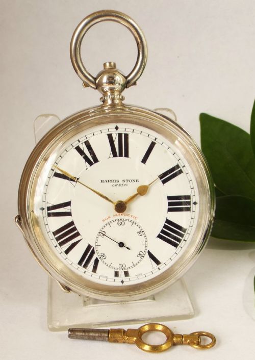 A 1920s Silver Pocket Watch Originally Retailed by Harris Stone of Leeds.