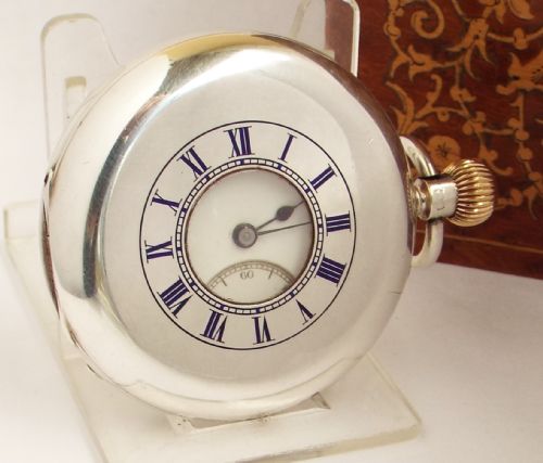 Antique Silver Coventry Rotherhams Half Hunter Pocket Watch.