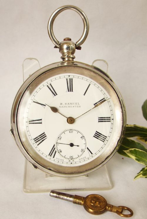 An Antique 1915 Silver H Samuel Pocket Watch.
