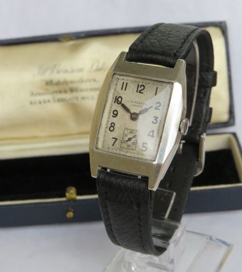 Gents Silver Wrist Watch from J W Benson, 1937