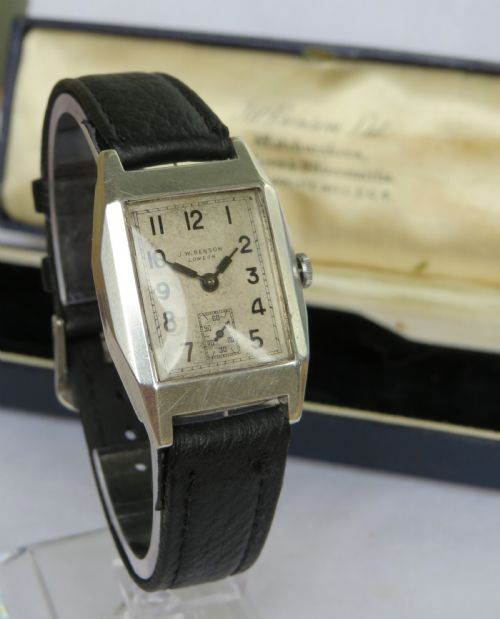 fig 1. Gents silver wrist watch from J W Benson, 1937