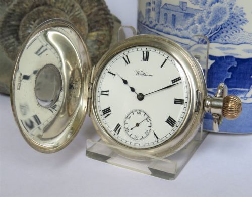 Antique Silver Waltham Half Hunter Pocket Watch