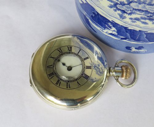 fig 1. Antique silver Waltham half hunter pocket watch