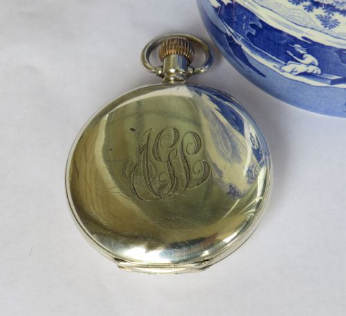 fig 2. Antique silver Waltham half hunter pocket watch