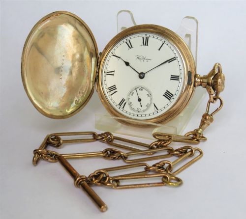 Antique Waltham Hunter Pocket Watch and Albert