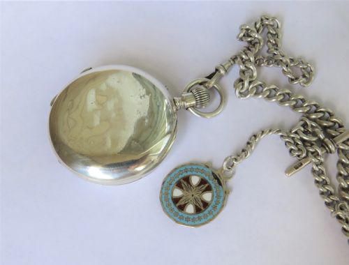 fig 2. Antique silver half hunter pocket watch and albert