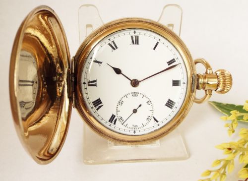 1930s Herald Full Hunter Pocket Watch by Revue Thommen.