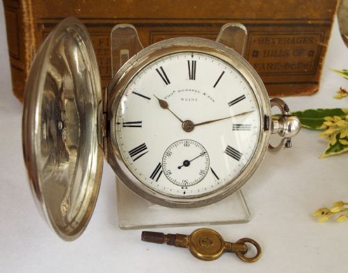 Antique Thomas Russell Silver Full Hunter Pocket Watch .