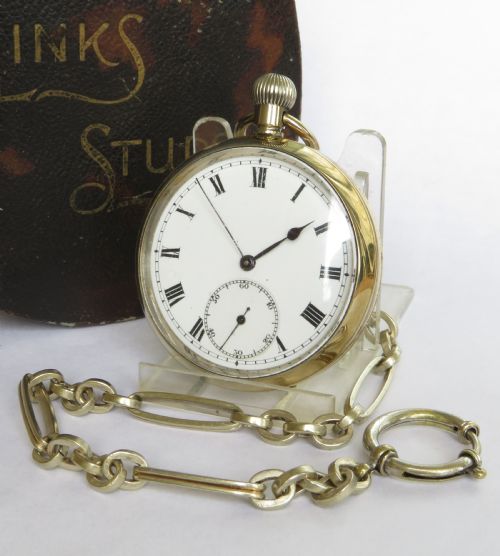 1920s Nickel Pocket Watch and Chain