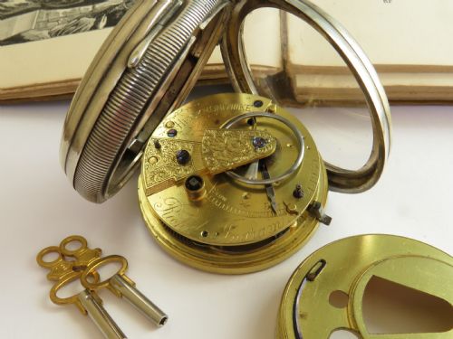 fig 1. Antique silver fusee pocket watch, Heckmondwike
