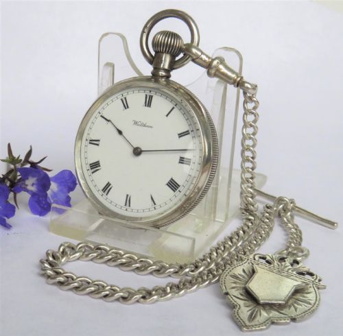 Ladies' Antique Silver Waltham Fob Watch and Chain
