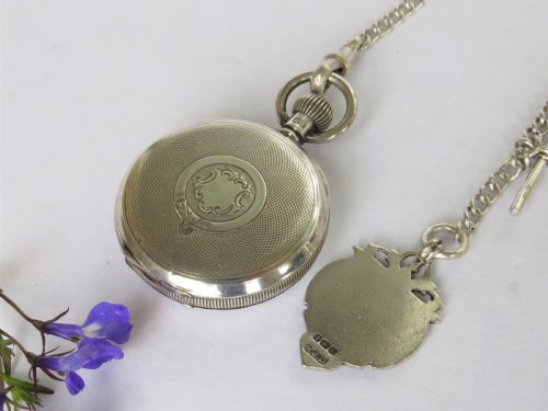 fig 1. Ladies' antique silver Waltham fob watch and chain