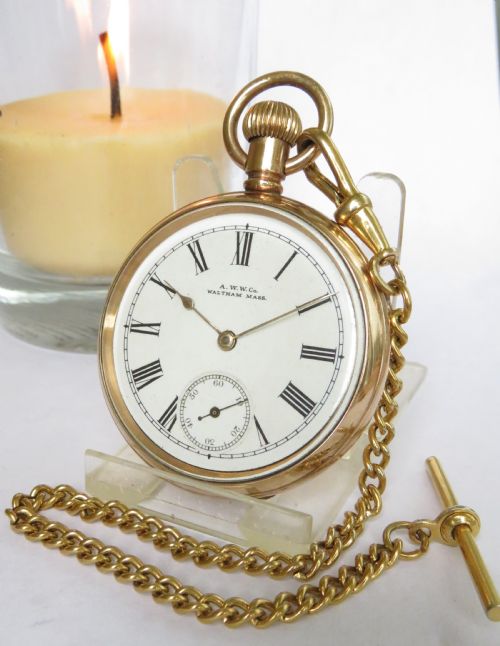 Antique Waltham Traveler Pocket Watch and Chain