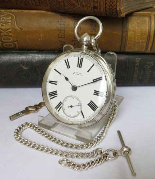 Antique Silver Waltham Pocket Watch and Chain